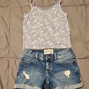 Abercrombie Kids Blue Denim Shorts and Floral Top
